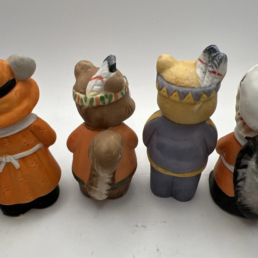 Vintage Brinn's Woodland Animals Thanksgiving Figurines Set of 6 Mice Skunk Bear